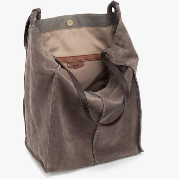 The Sak Los Feliz Slouchy Tall Tote Mushroom Suede Leather Handles - Picture 2 of 4